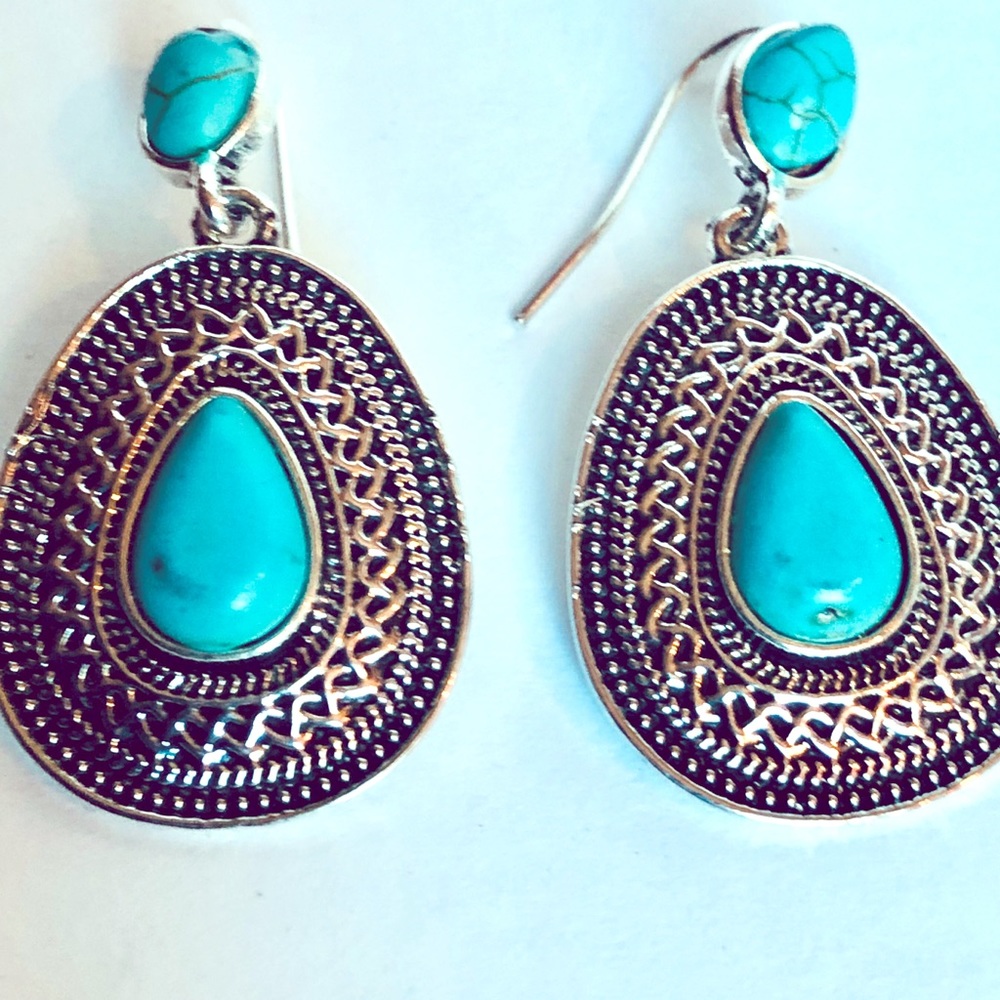 Southwest silver hanging earrings